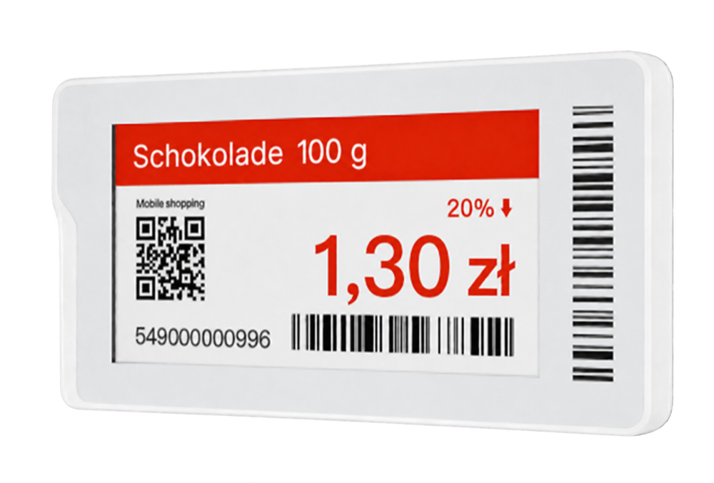 Elektronisches SUNMI Preisschild mit hervorgehobener Aktion