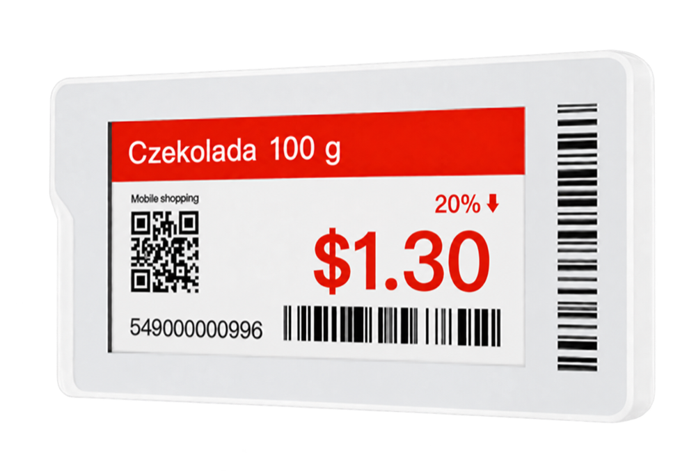 Elektroniczna etykieta cenowa SUNMI z wyróżnioną promocją